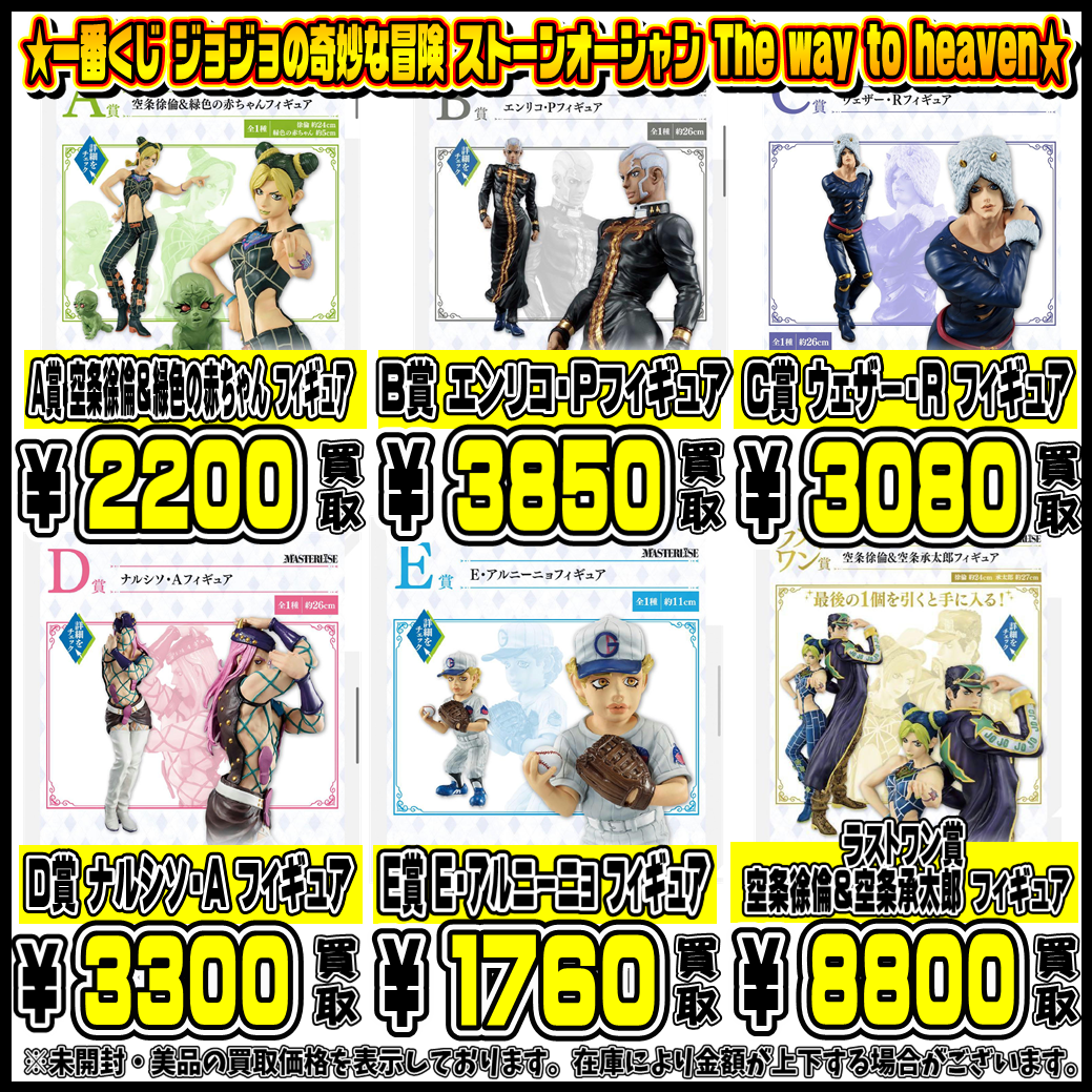 一番くじフィギュア 10月～12月発売タイトル買取表一挙公開中です