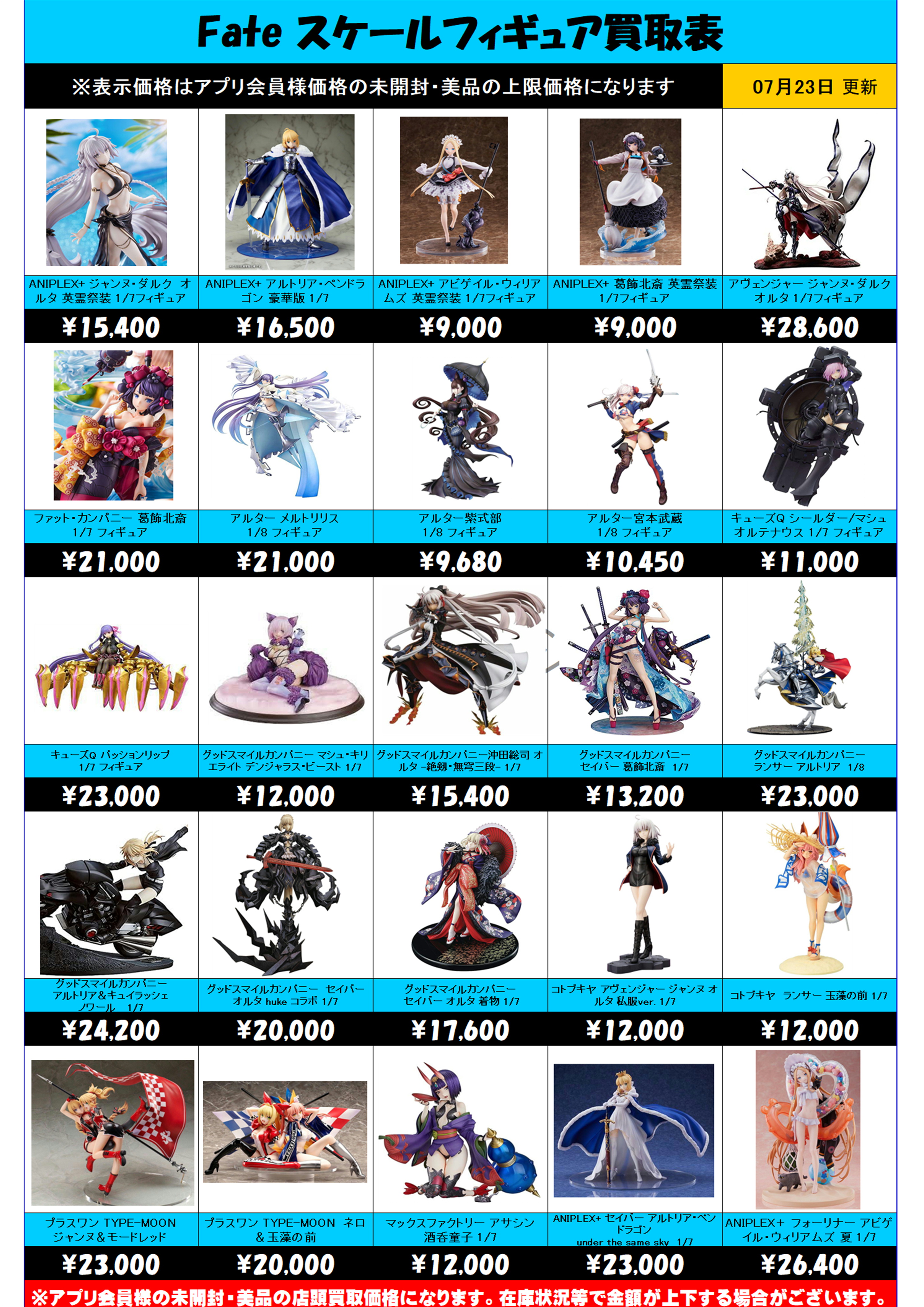 新作プライズフィギュア買取表更新しました！ 10/7 | 千葉鑑定団船橋店