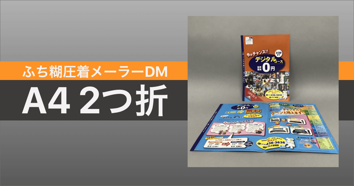 ふち糊圧着DM A4 2つ折（V折） | DM印刷 ふち糊メーラーDM専門サイト
