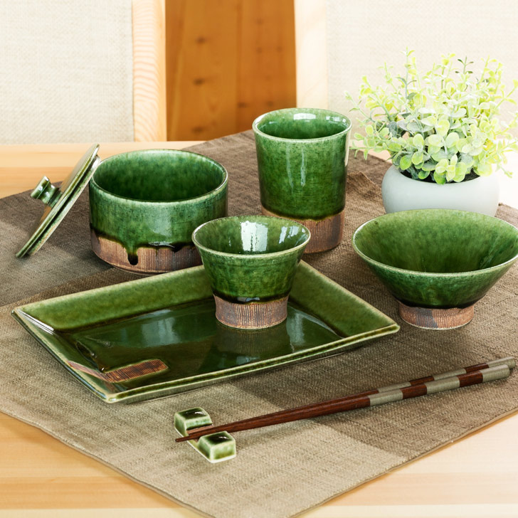 美濃焼窯元 不動窯のオンラインショップ / 織部くし目 長角皿(大)