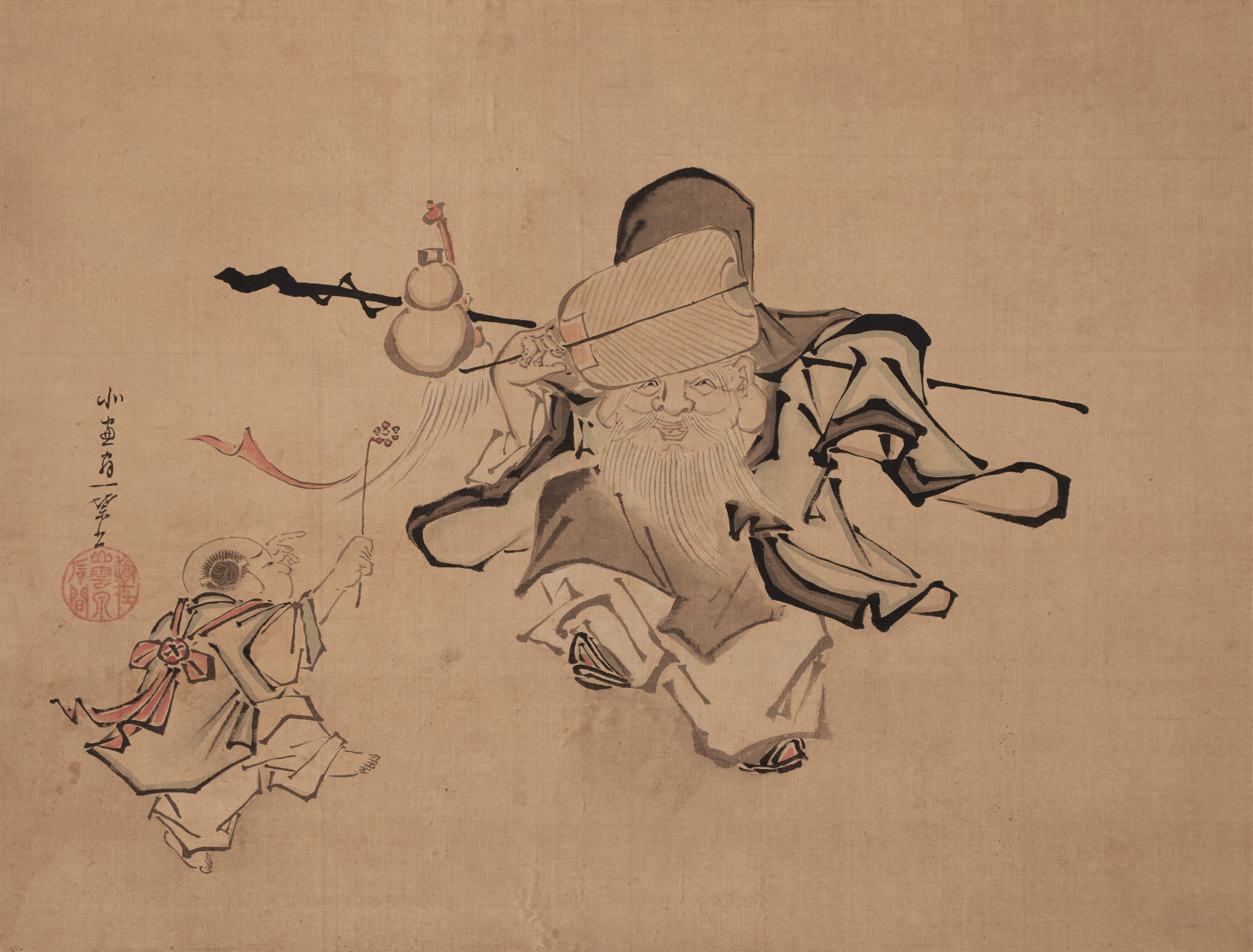 英一蝶筆「寿老人ダンス図」 - 藤美術