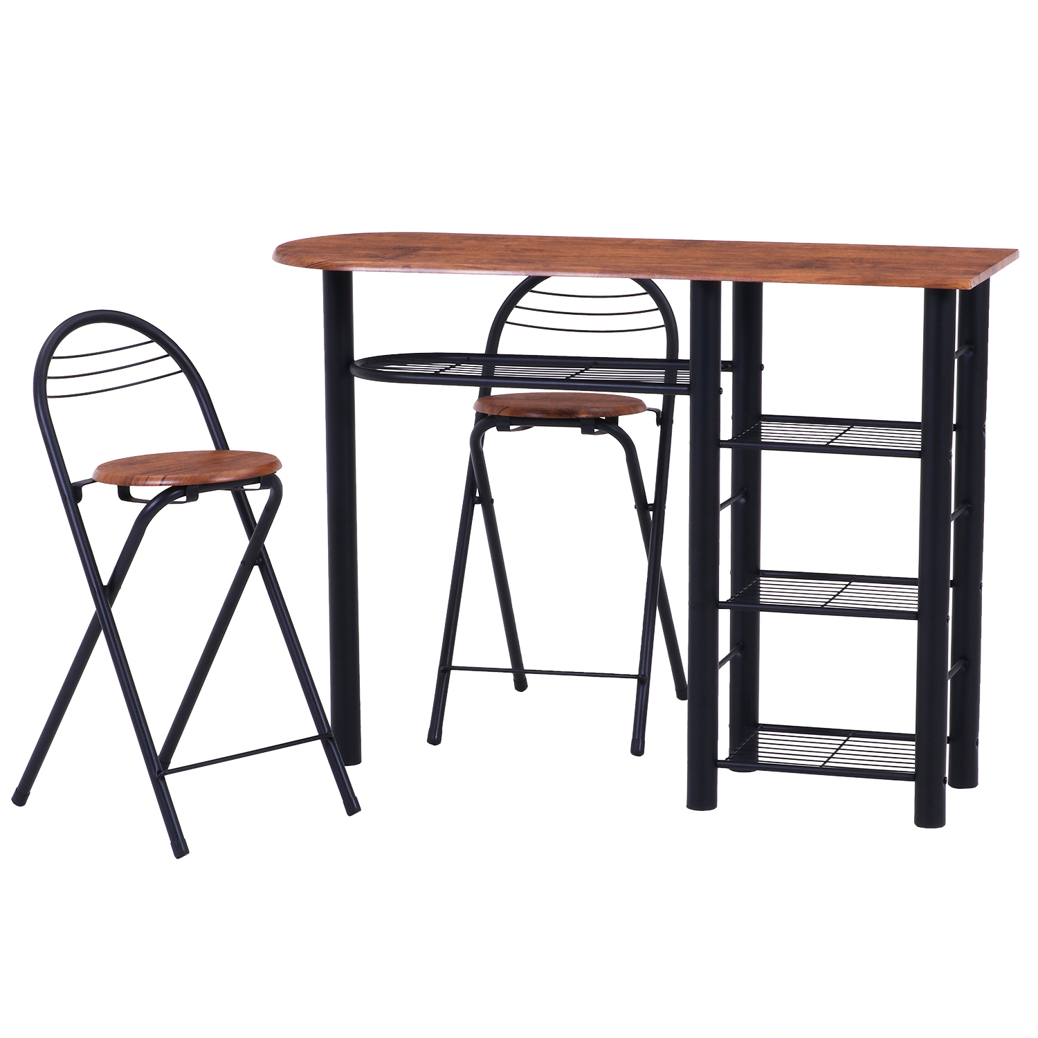 C/D:19363] カウンターテーブルチェアセット3点BR 95247