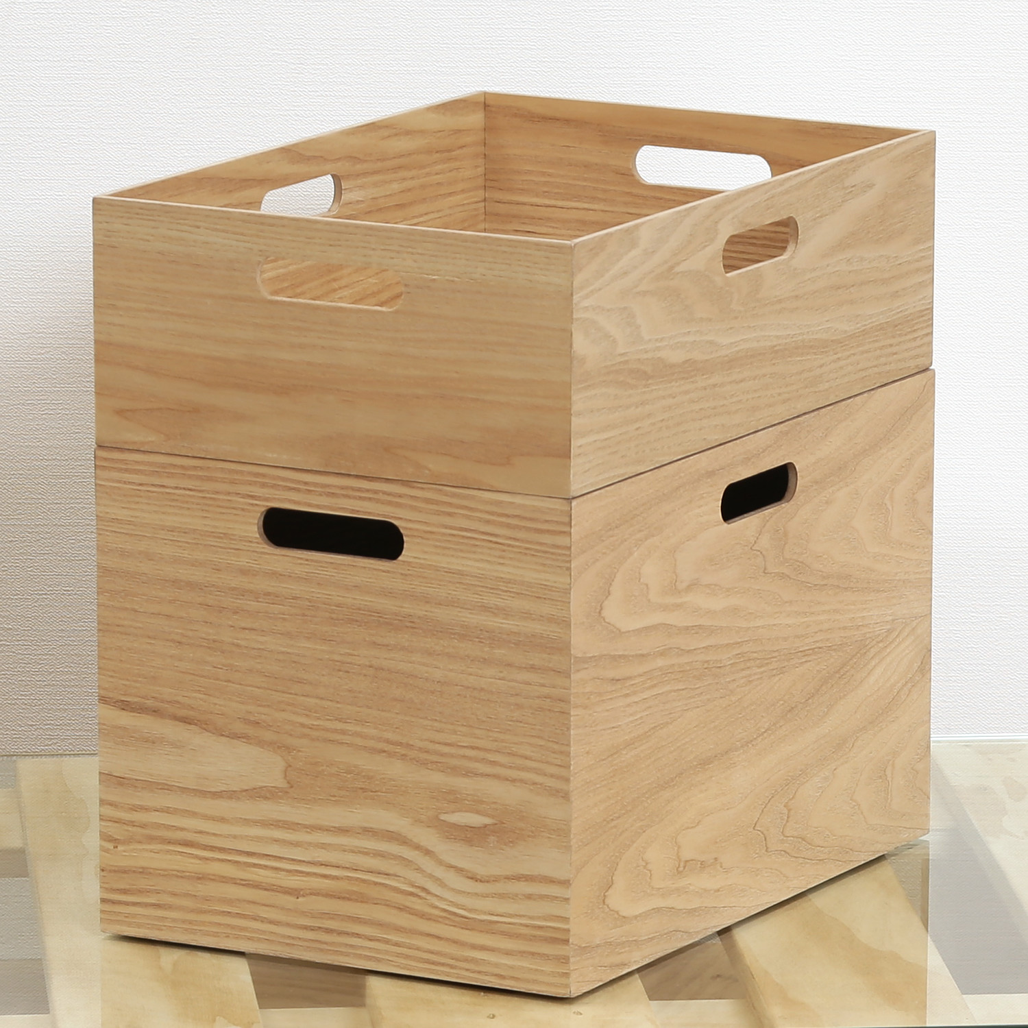 C/D:14041] [セット数:2pcs] 突板スタッキングボックス L－H