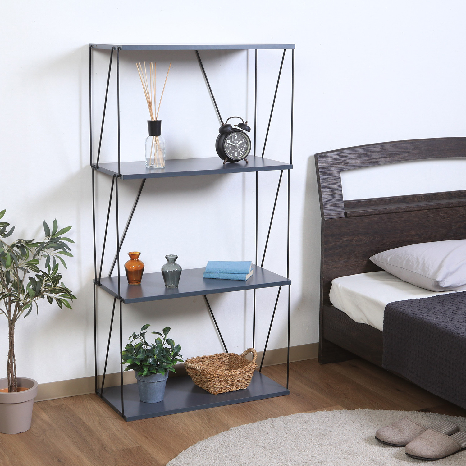 C/D:67323] EZBOワイヤーラック4段 60幅 ダークグレー