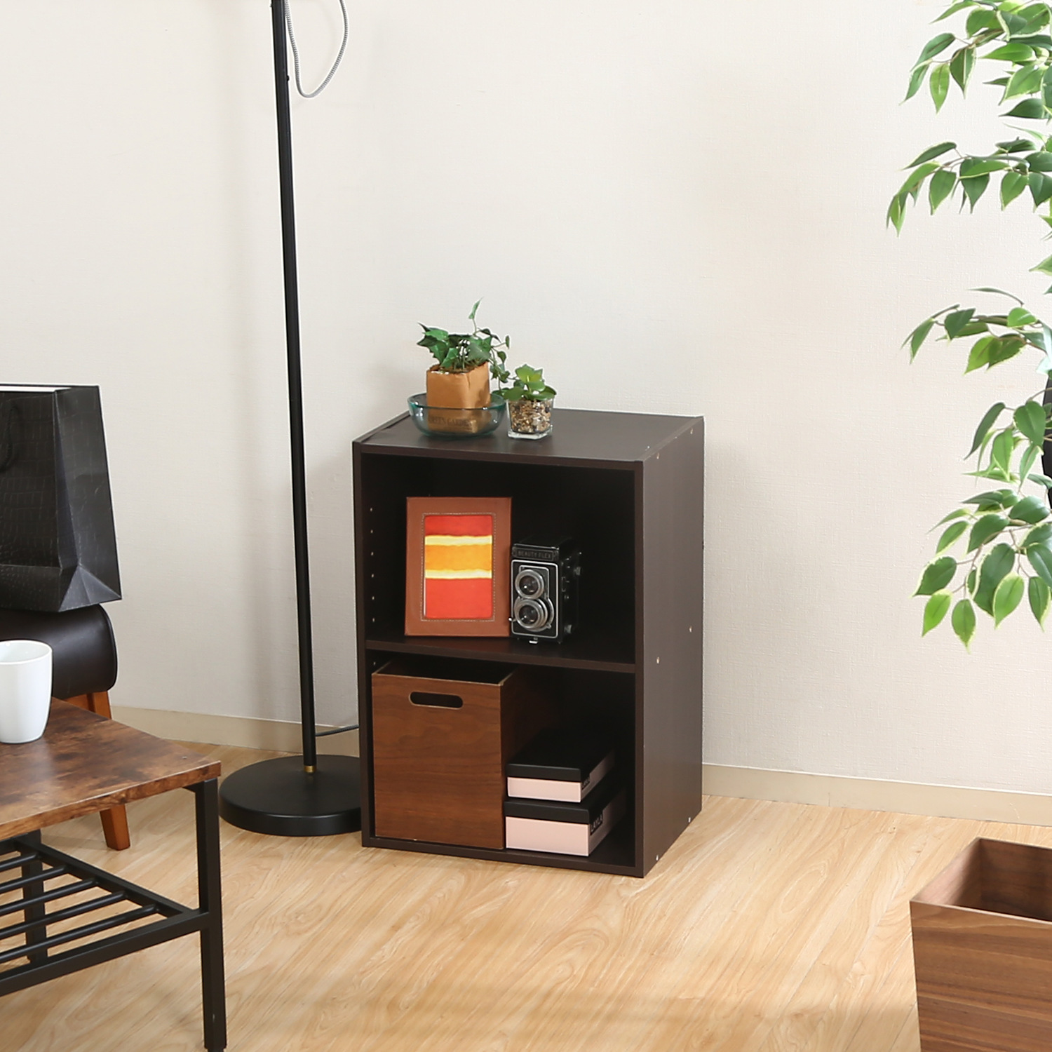 C/D:96614] [セット数:2pcs] カラーボックス 可動棚2段 BR