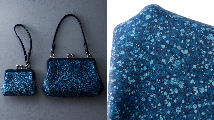 池之端銀革店】Cramp×SUKUMO Leather 藍染めがま口財布 | 藤巻百貨店