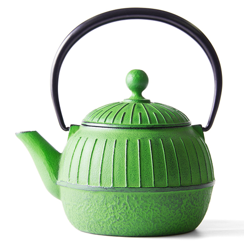 OIGEN】【セット】南部鉄器 急須／千草（若草色）＆瓶敷／アラレ14cm