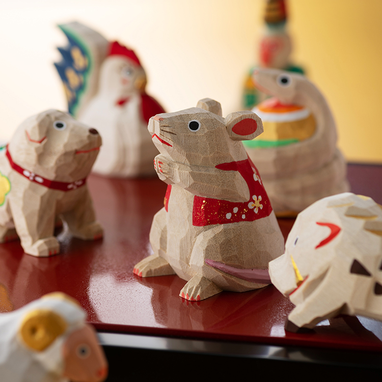 高橋勇二】奈良一刀彫 干支飾り「子（ねずみ）」 | 藤巻百貨店