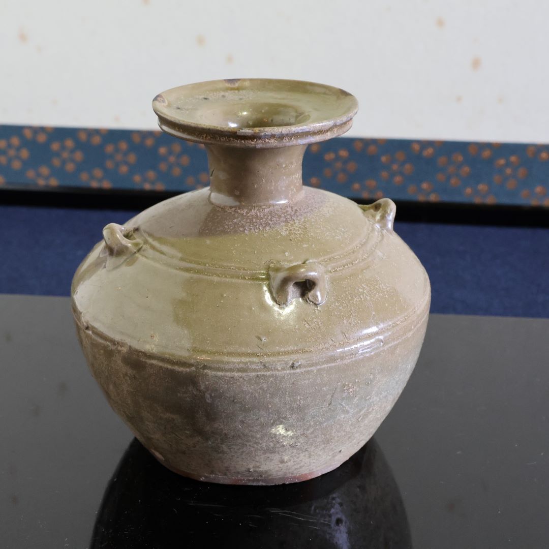 骨董品 越州窯青磁四耳壺 六朝時代