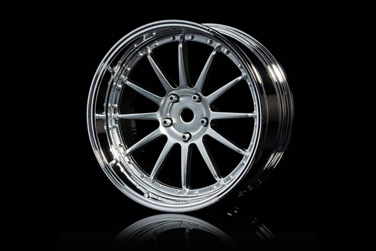 MST 21ホイールセット 可変オフセット 艶消シルバー・銀メッキリム 4個