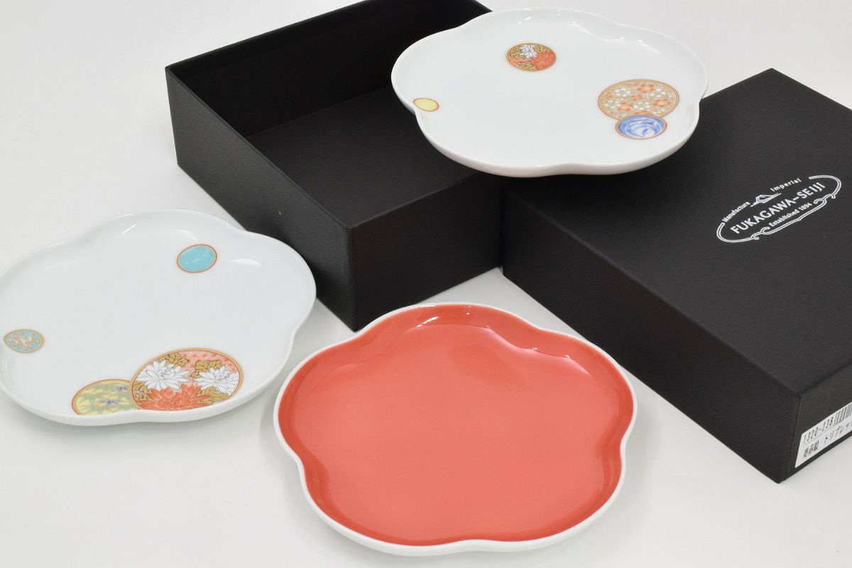 寿赤絵 トリプレット緋（AKE）3枚組径 14cm | 有田焼 深川製磁
