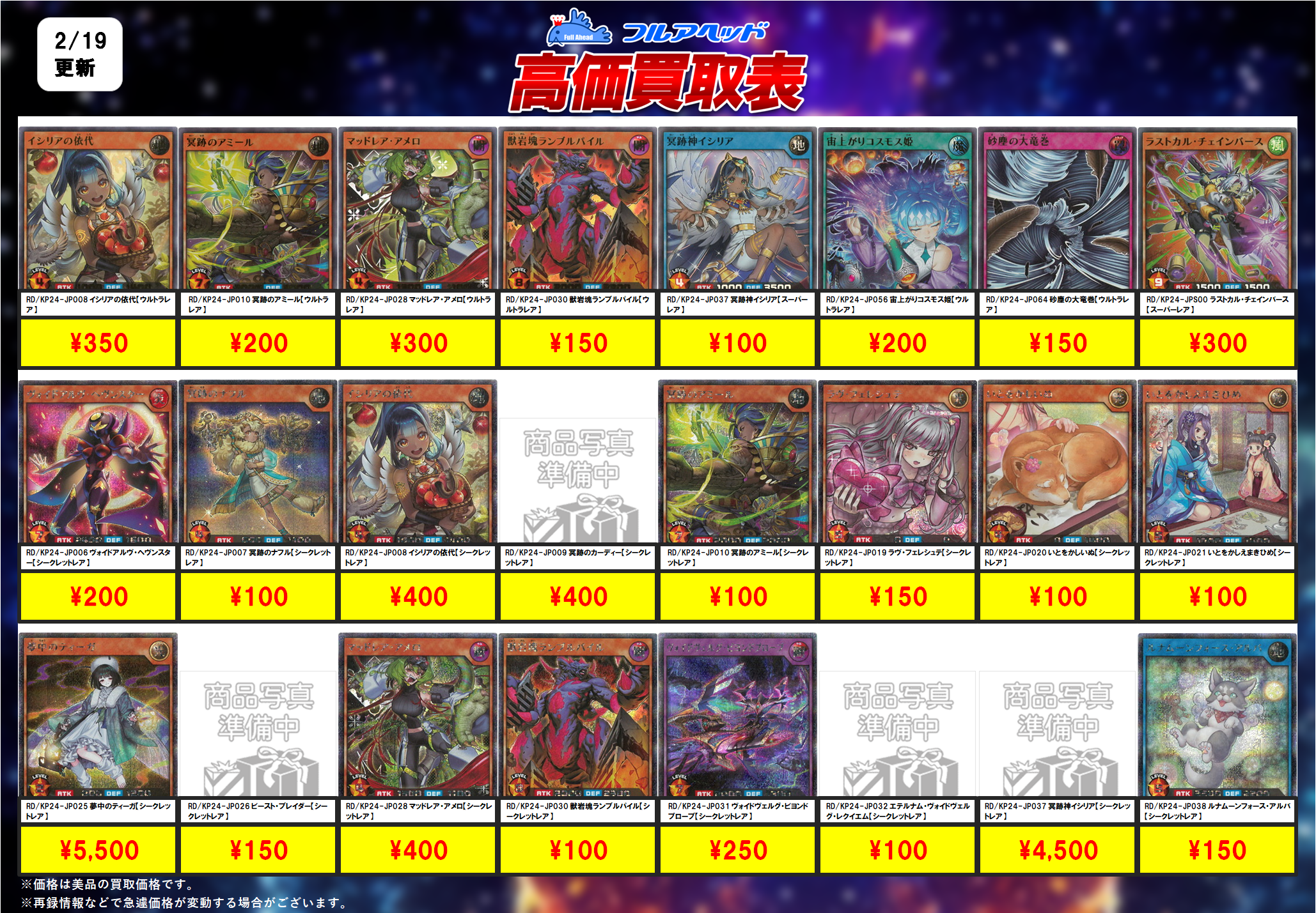 遊戯王ラッシュデュエル – 【フルアヘッド】高価買取表