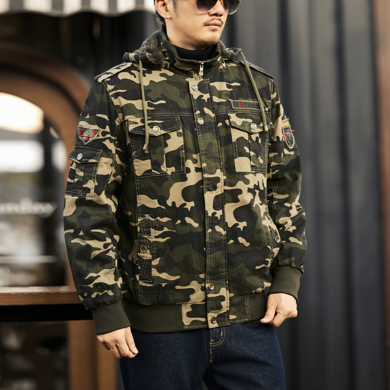 迷彩柄フード付きミリタリージャケット メンズ|ミリタリージャケット