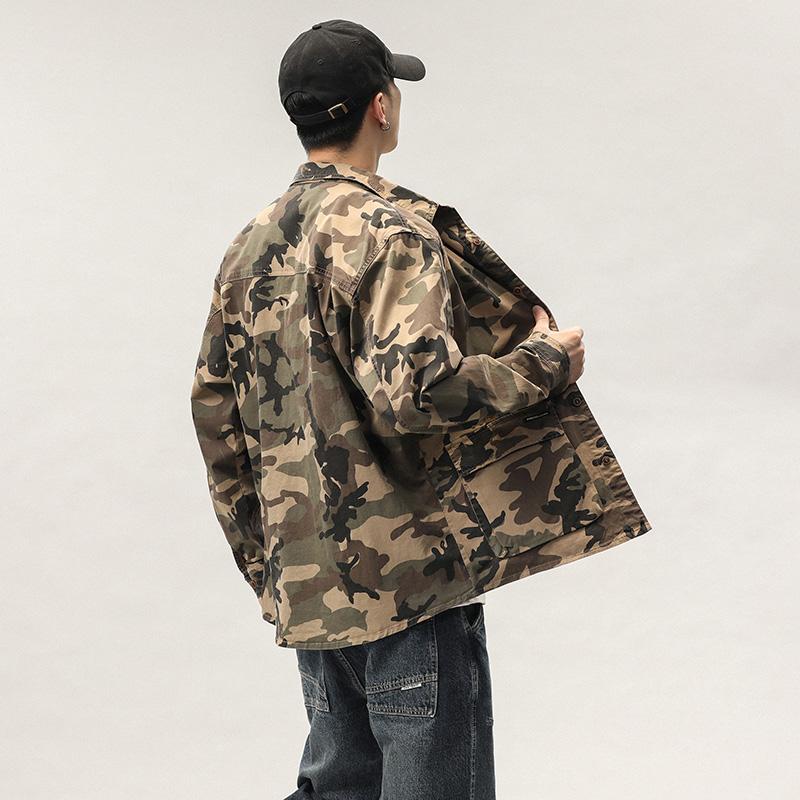 迷彩柄多機能ポケット長袖戦闘服ジャケット ミリタリージャケット