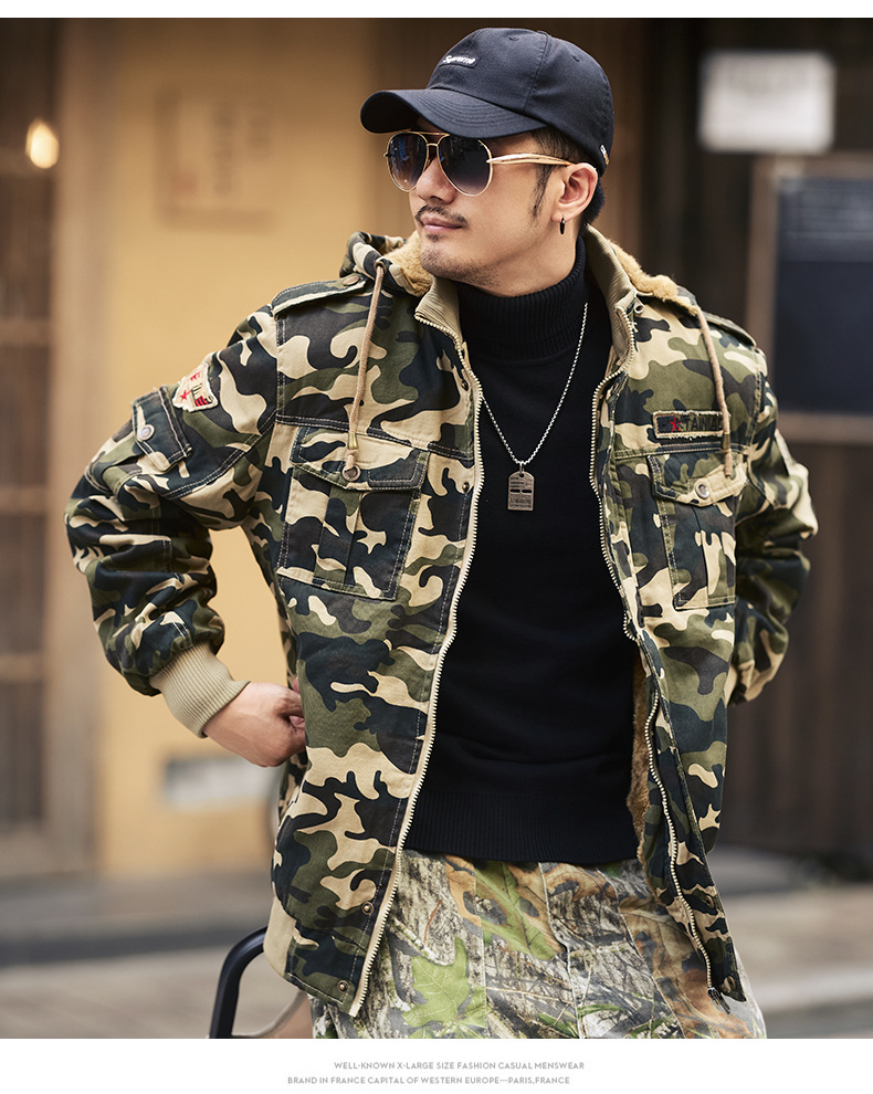 迷彩柄フード付きミリタリージャケット メンズ|ミリタリージャケット