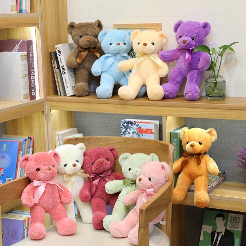 くまぬいぐるみ ふわふわリボンくまのぬいぐるみ くま カラフル(小