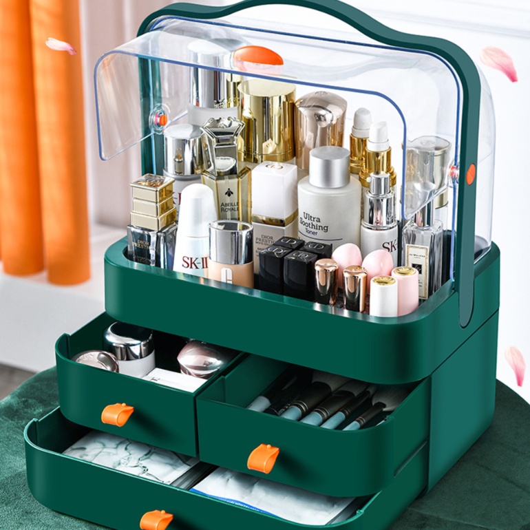 持ち運び便利な二面開閉メイクボックス メイク ボックス 透明|メイク