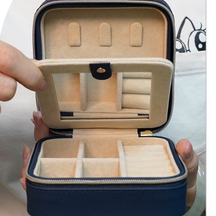 ジュエリーボックス ジュエリー収納 シンプルミラー付きケース ミラー