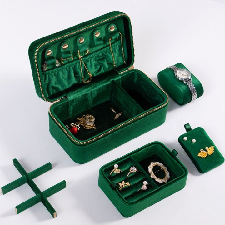 ジュエリーボックス アンティーク調高級ベルベット素材携帯用多機能