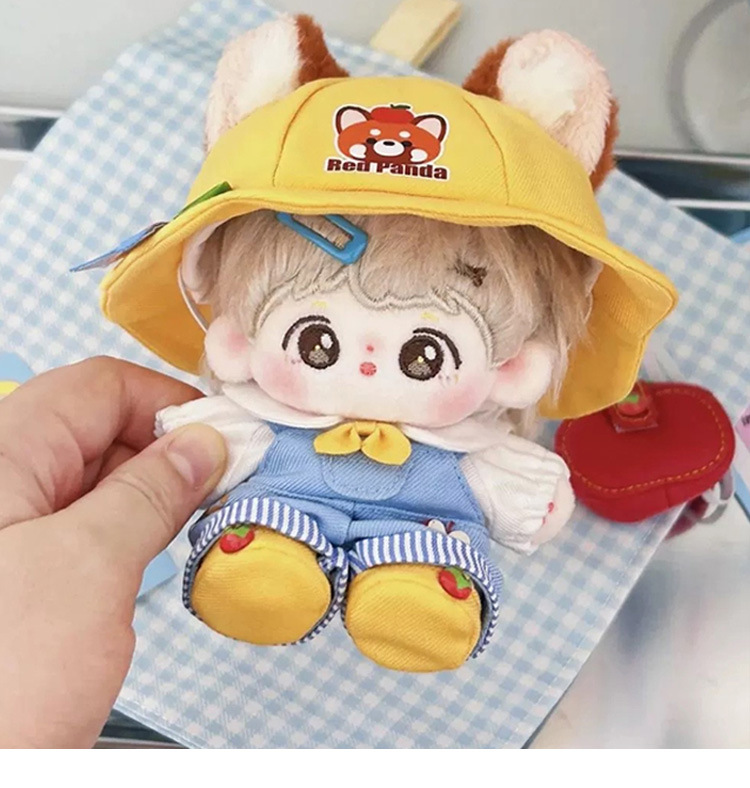 10cm】ぬいぐるみ服 幼稚園服風レッサーパンダオーバーオール 10cm