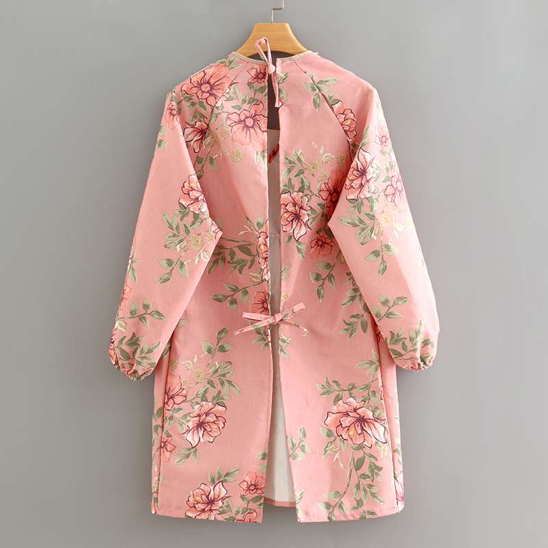 レトロ花柄レース襟ワンピース保育士 エプロン スモック|保育士