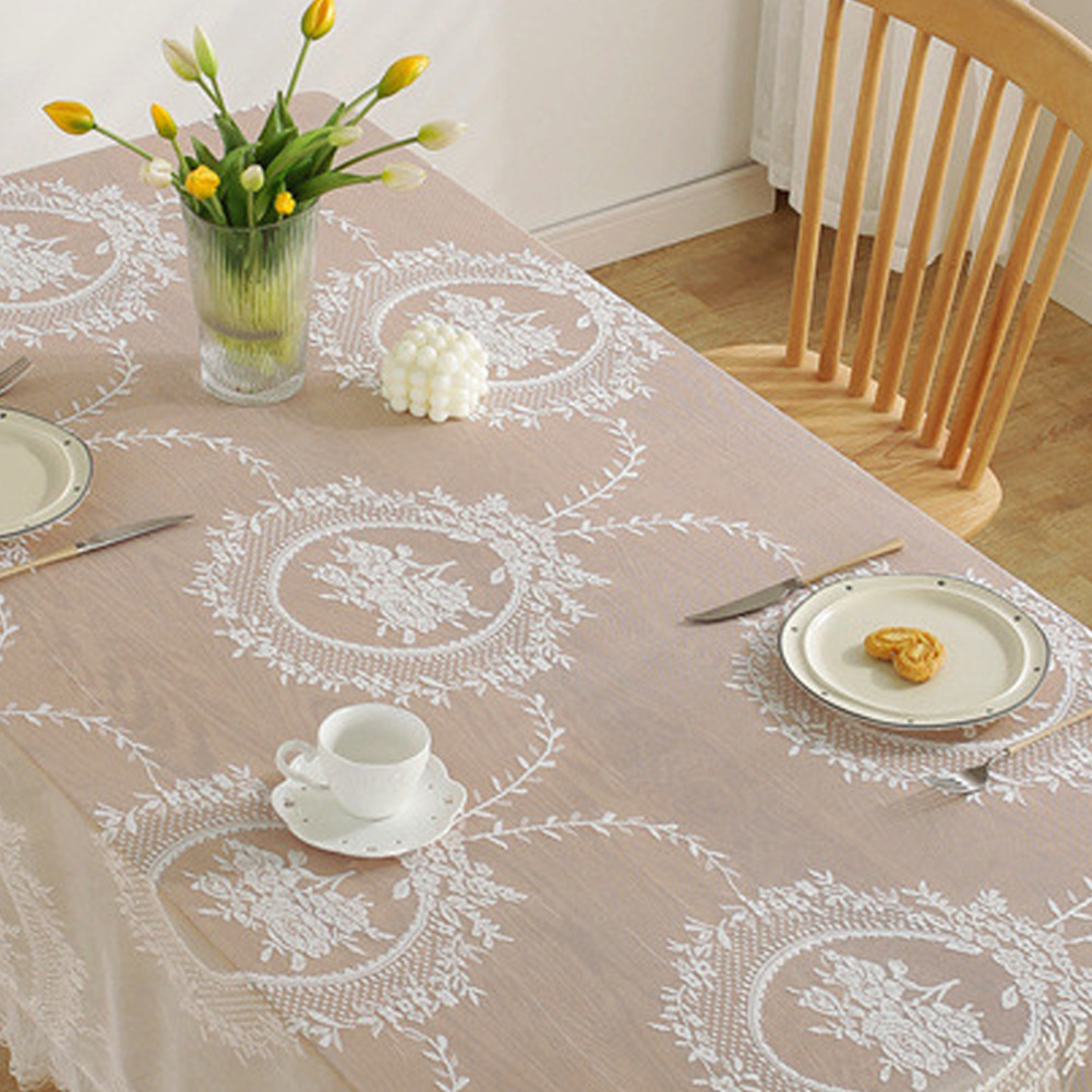 テーブルクロス 円形花柄刺繍入りエレガントテーブルクロス用布 布