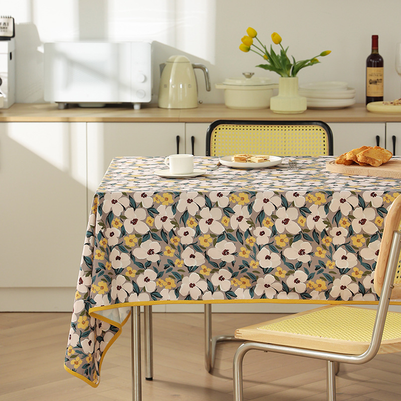 テーブルクロス 円形花柄刺繍入りエレガントテーブルクロス用布 布