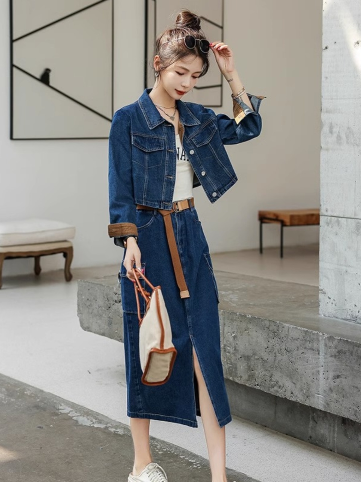 デニムセットアップ 大人の洗練ジャケット＆スカート スカート