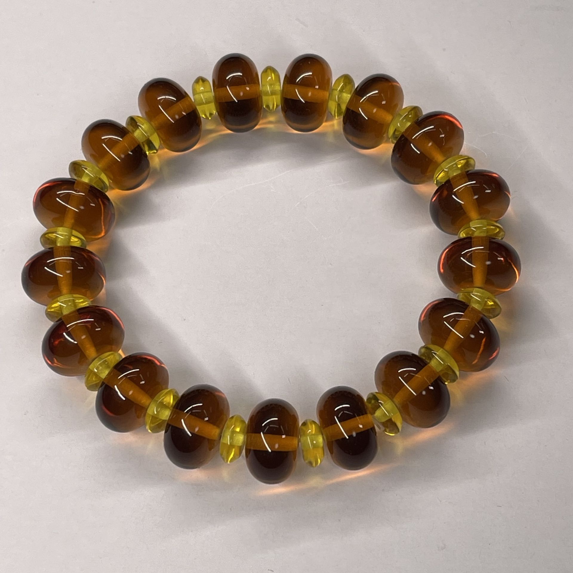 天然石ブレスレット アンバー 琥珀 そろばんビーズ ブレスレット ア行