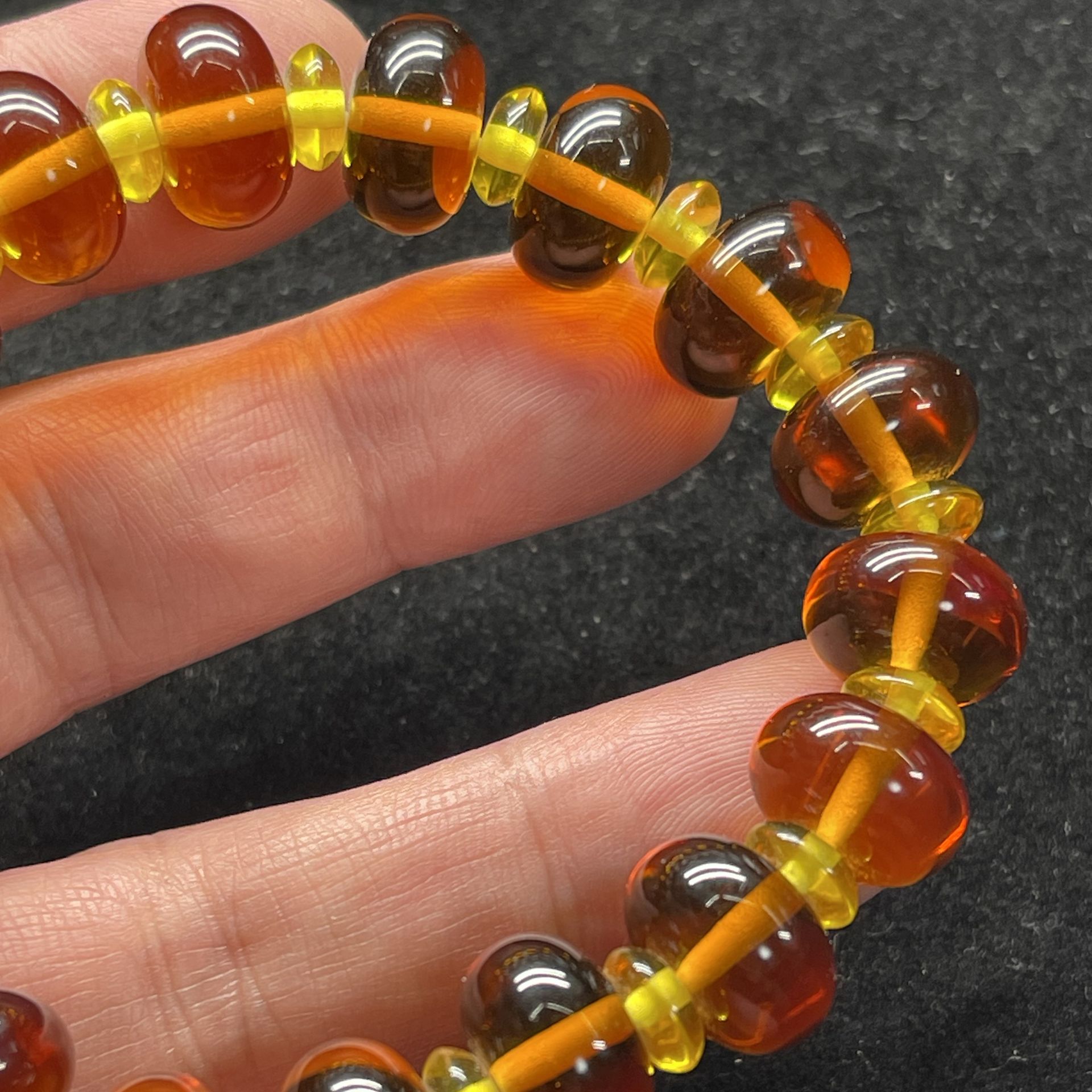 天然石ブレスレット アンバー 琥珀 そろばんビーズ ブレスレット ア行