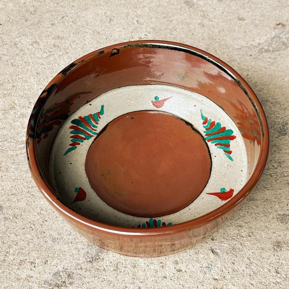 益子焼 濱田友緒作 柿釉赤絵鉢 | 栃木県 伝統工芸品 美術品 1点限定品