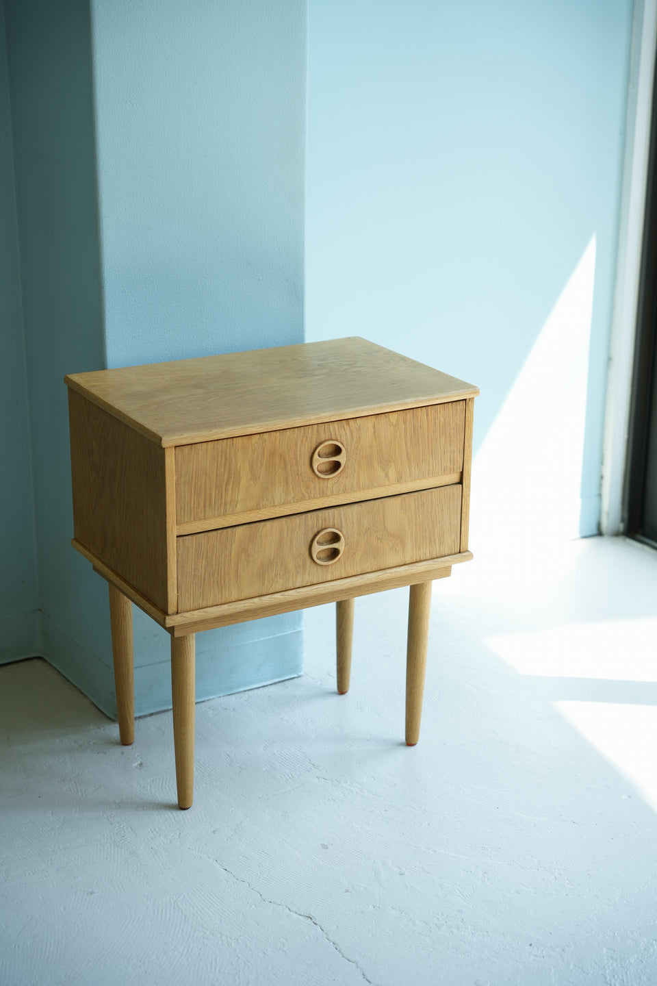 デンマークヴィンテージ スモールサイドチェスト 2段 オーク材/Danish
