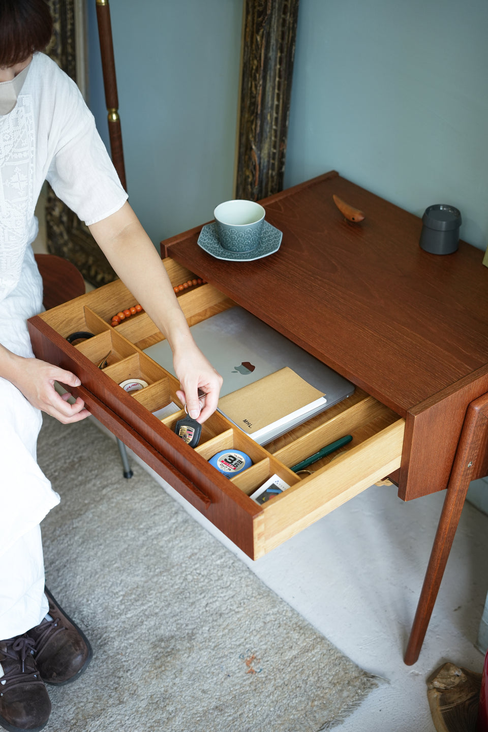 デンマークヴィンテージ ソーイングテーブル サイドテーブル 北欧家具