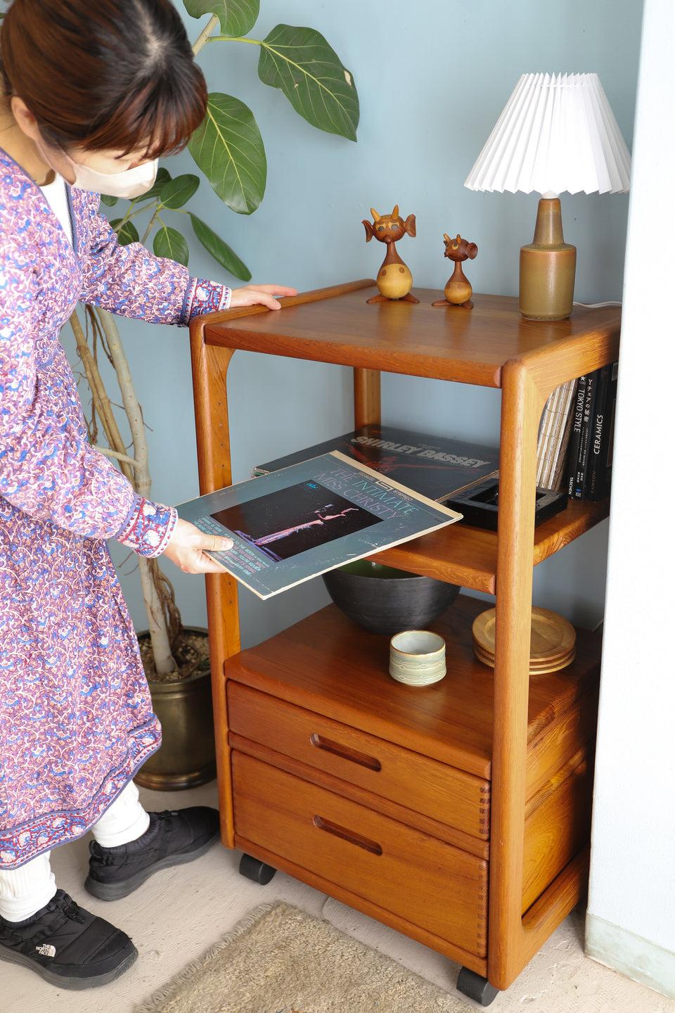 デンマークヴィンテージ トロリー ワゴン シェルフ チーク材 北欧家具