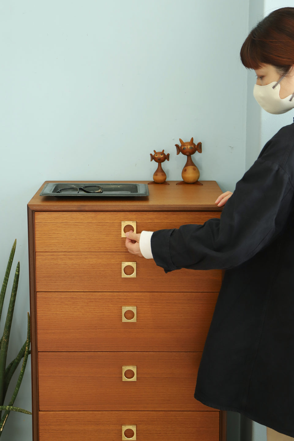 イギリスヴィンテージ ジープラン ハイチェスト 6段 チーク材/UK