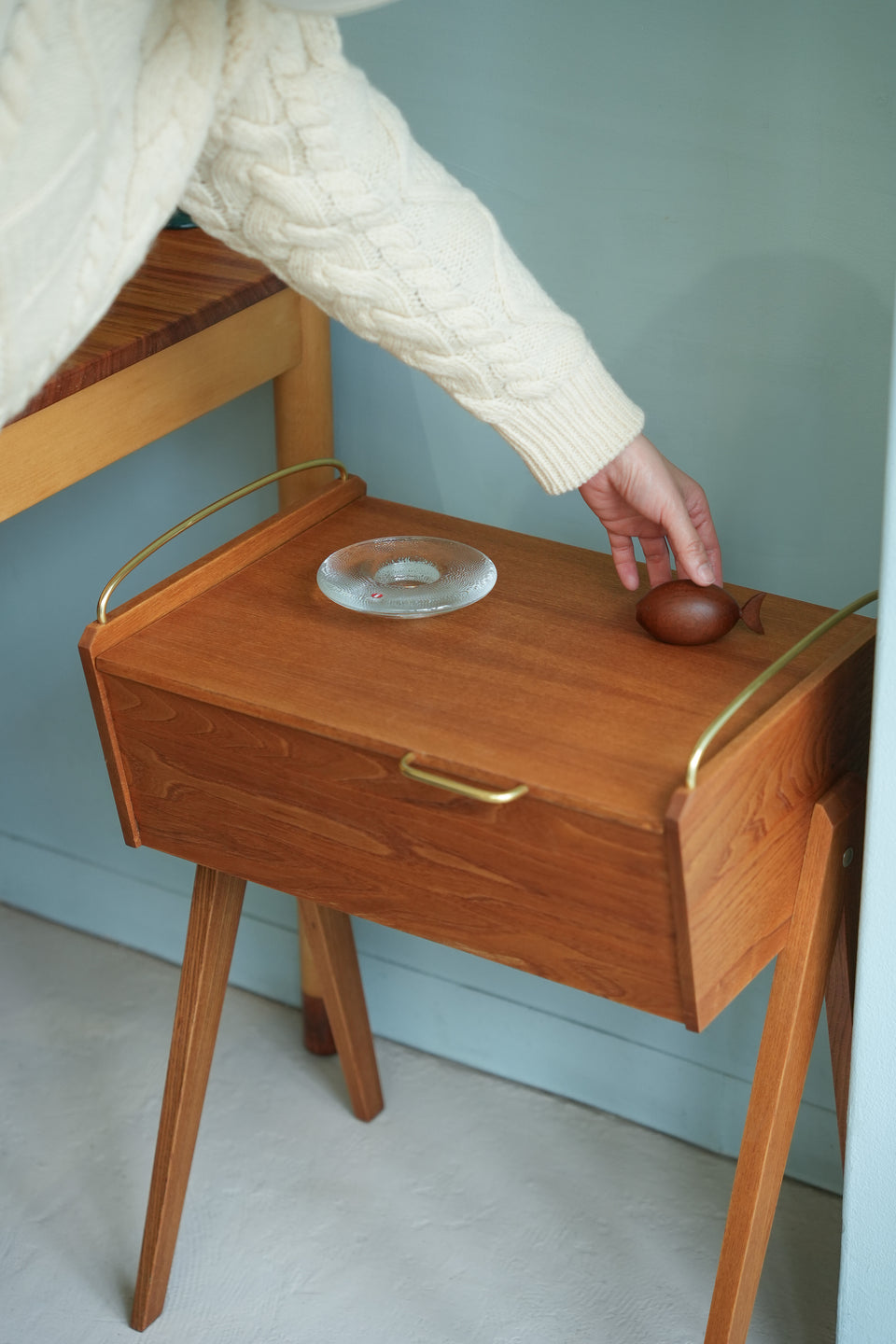 スウェーデンヴィンテージ ソーイングボックス サイドテーブル 北欧