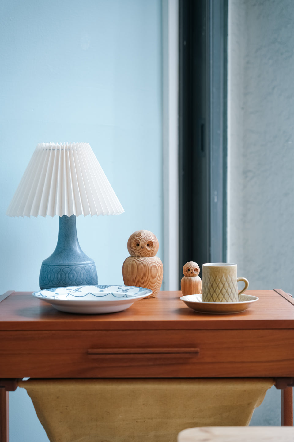 スウェーデンヴィンテージ フクロウのオブジェ パイン材 北欧