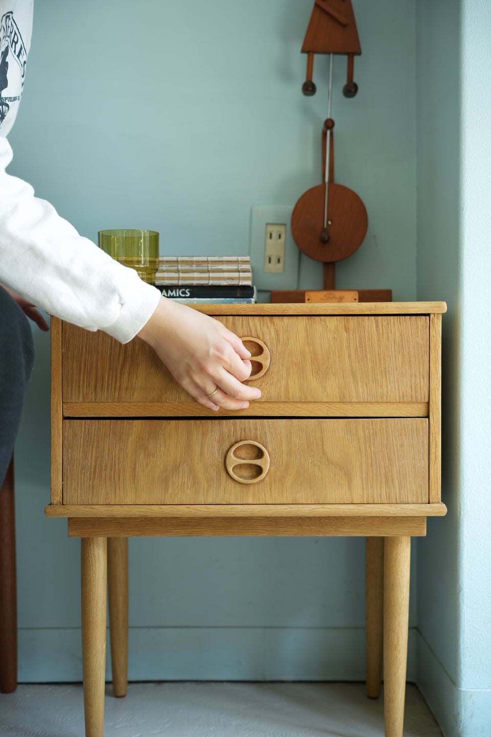 デンマークヴィンテージ スモールサイドチェスト 2段 オーク材/Danish