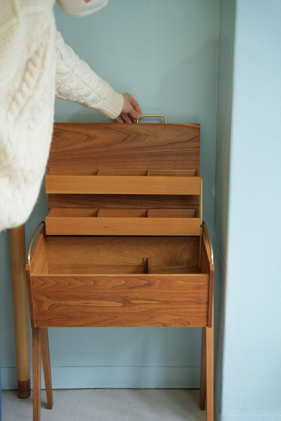 スウェーデンヴィンテージ ソーイングボックス サイドテーブル 北欧