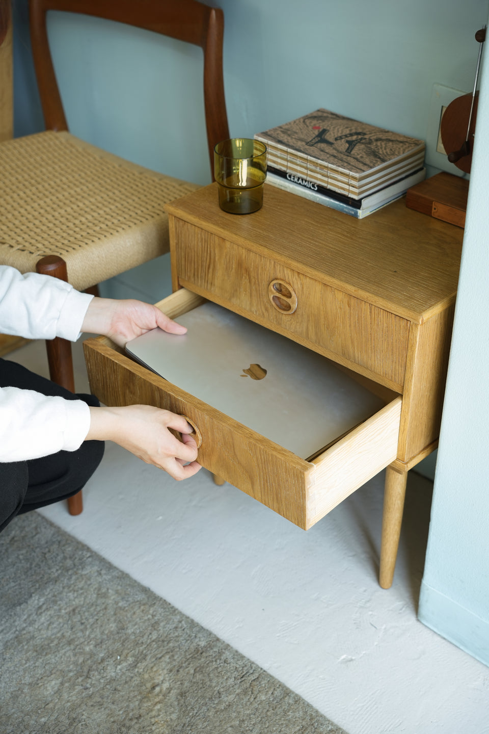 デンマークヴィンテージ スモールサイドチェスト 2段 オーク材/Danish