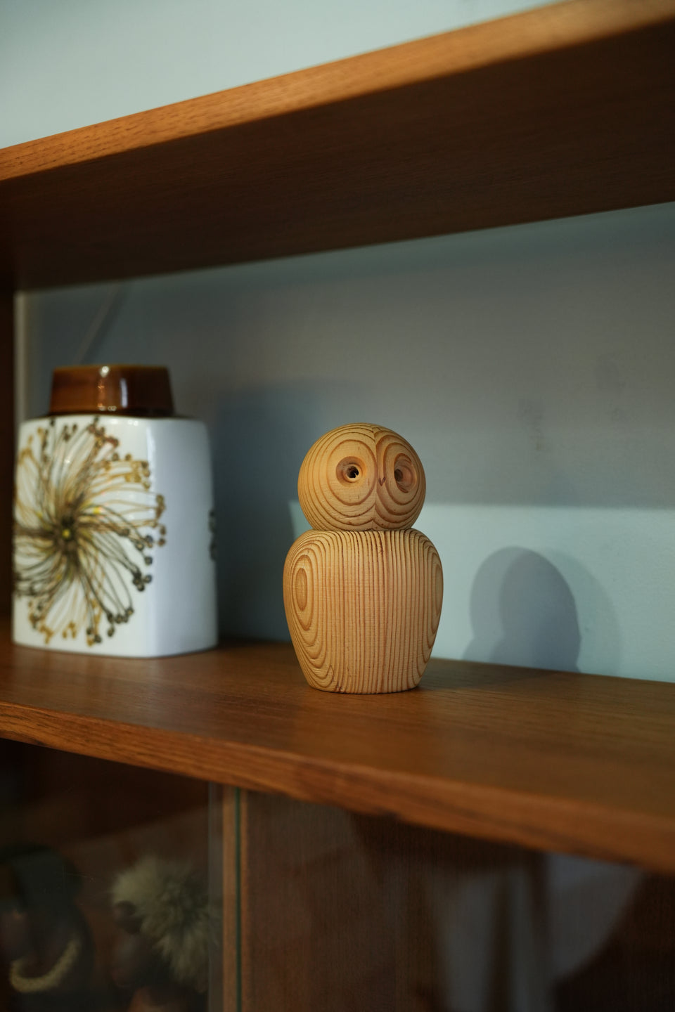 スウェーデンヴィンテージ フクロウのオブジェ 木製 北欧インテリア