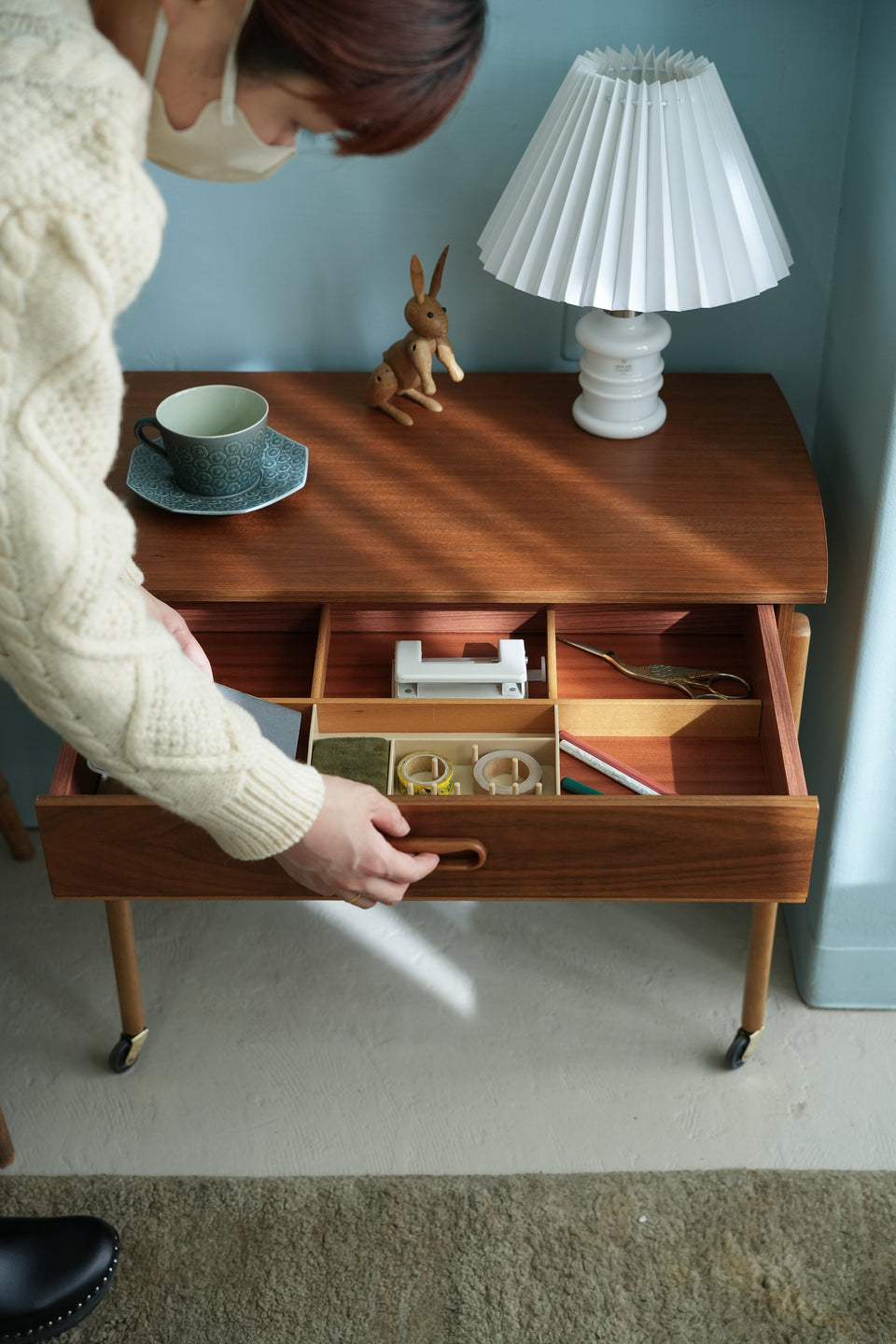 デンマークヴィンテージ ソーイングワゴン サイドテーブル 北欧家具