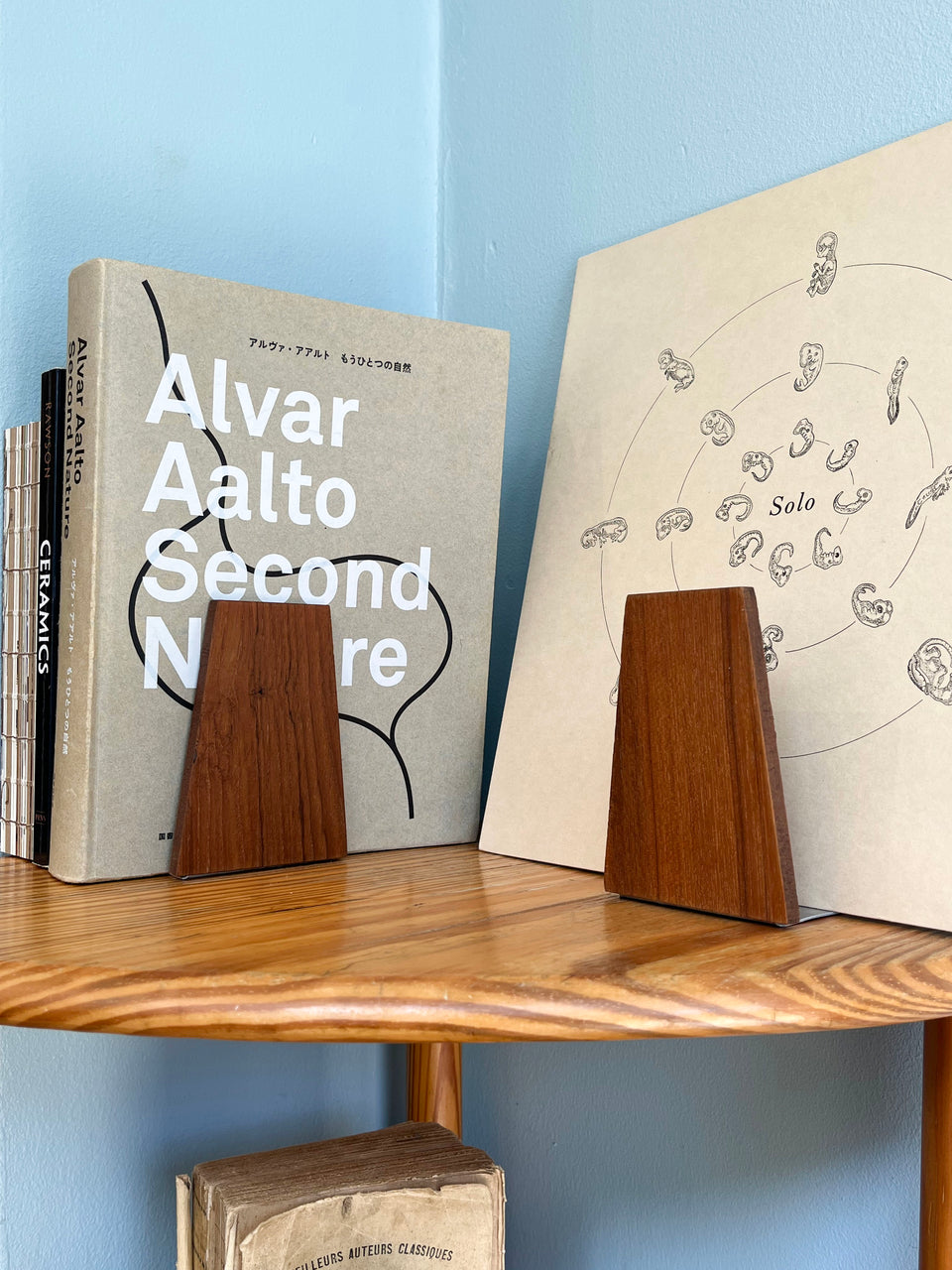 デンマークヴィンテージ ブックエンド 本立て チーク材 ローズウッド材