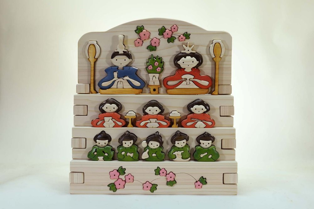 木工パズル おひなさま三段飾り（五人囃子） 積み木 積木 つみき 木の