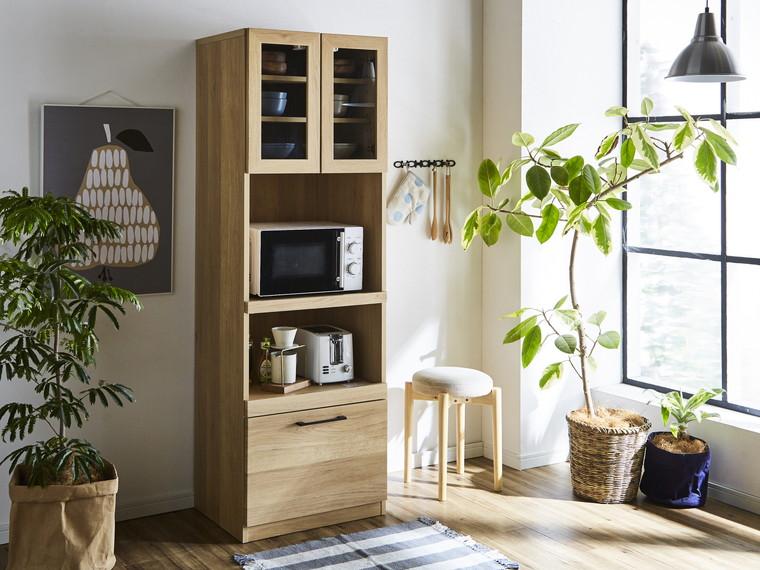 ブラウン)【開梱設置】紗々 キッチンボード 幅60cm レンジボード