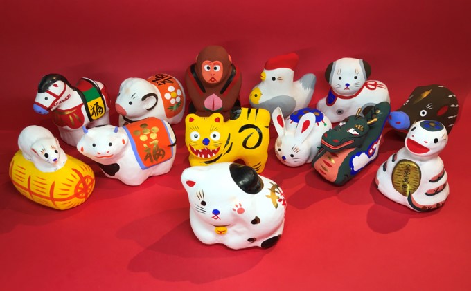 伝統工芸品】ミニチュアサイズ 干支 12干支セット［大］13体 人形 民芸