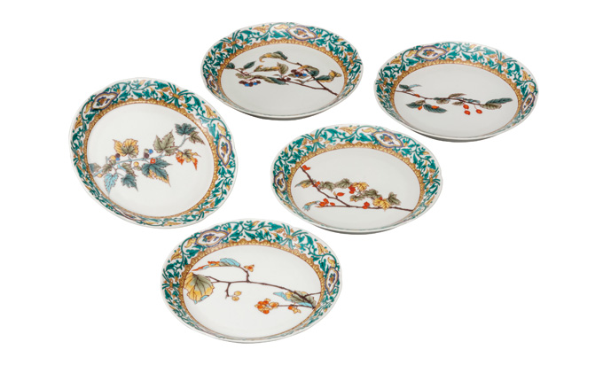 九谷焼 5.2号皿揃 果実絵変り （5枚セット）a01: 能美市ANAのふるさと