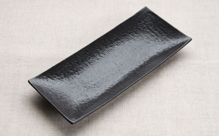 瀬戸焼】 「舞陶館」 黒釉 長角皿2枚セット【松本陶器株式