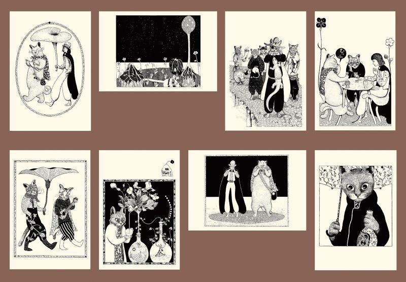 ますむらひろし青猫島 ポストカードAEセット8種類 ポストカード・花札