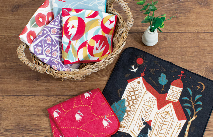 竹久夢二 ガーゼタオルハンカチ セレナーデ クロ | ふろしき むす美